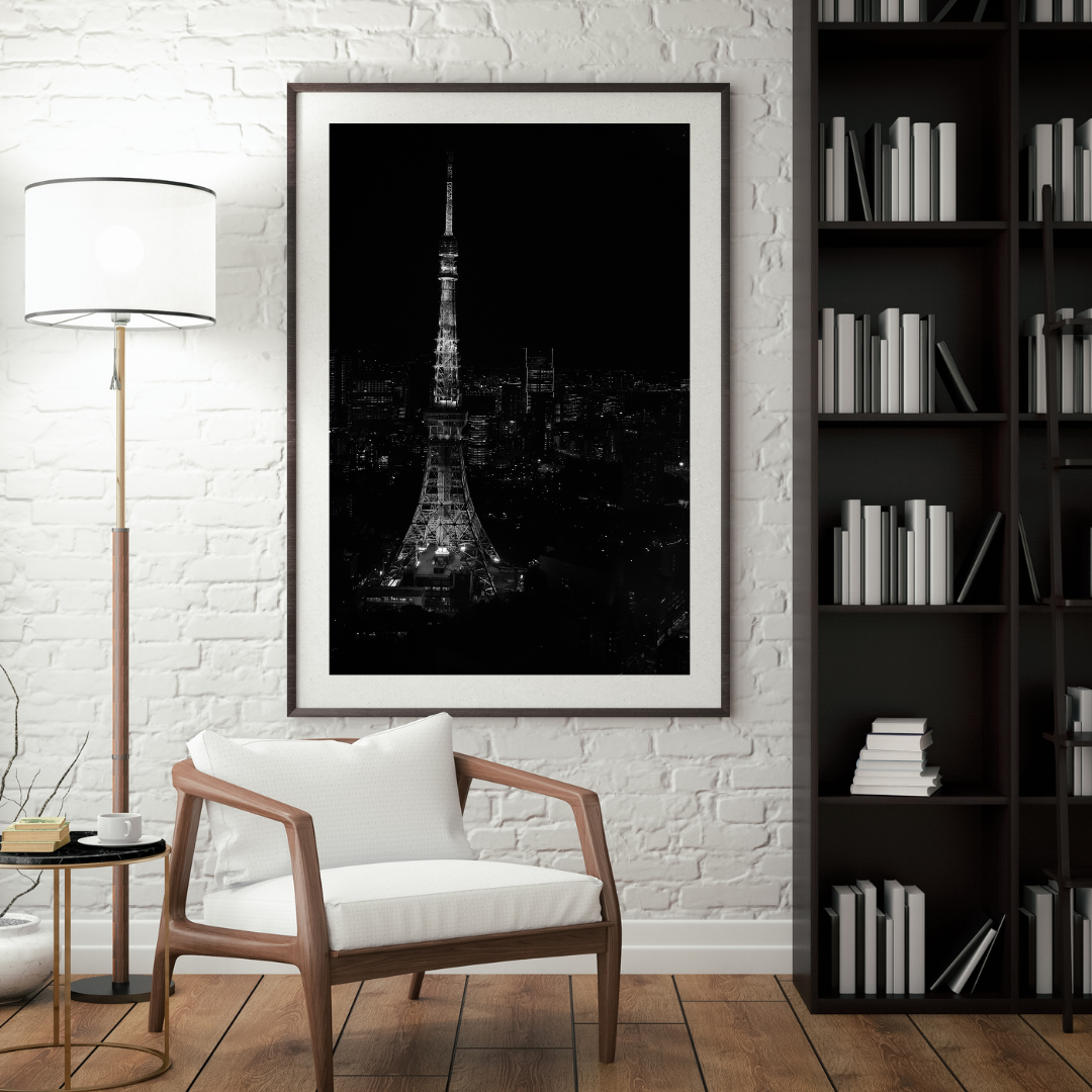 Tokyo Tower - Night Close Up B&W